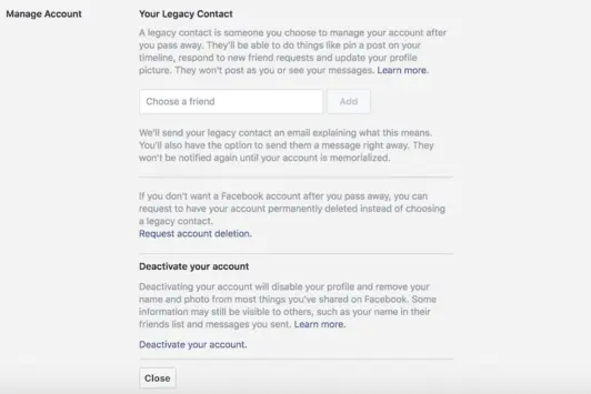 There are several steps to deleting your account. Be sure to complete all of them.