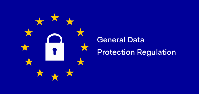 GDPR banner with a padlock inside a ring of EU stars