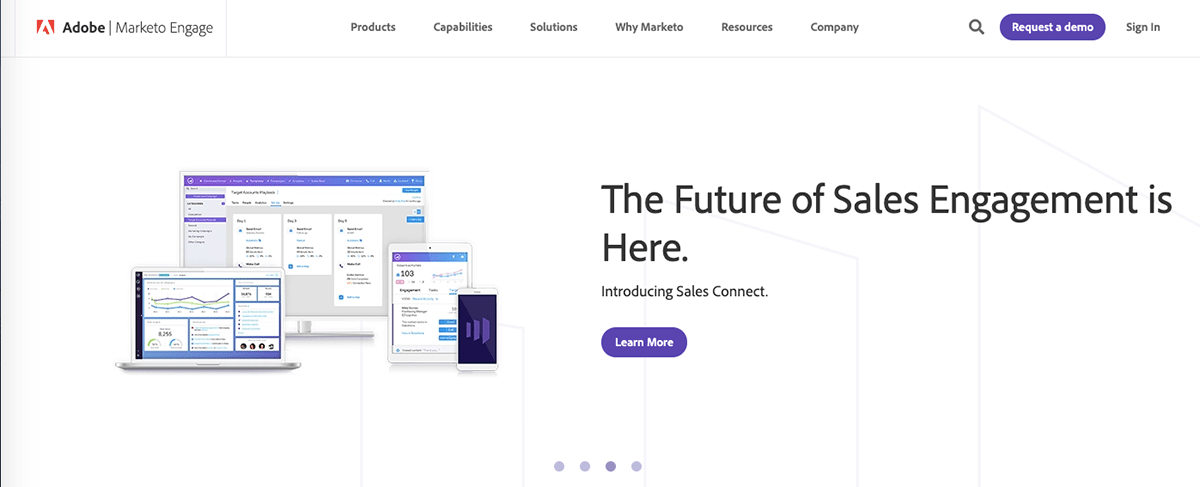 Adobe Marketo Sales Connect website homepage