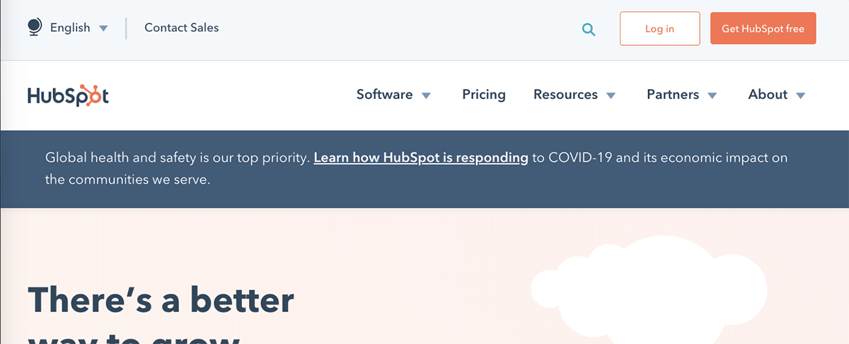 HubSpot website homepage