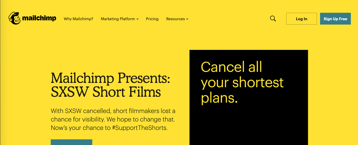 Mailchimp website homepage