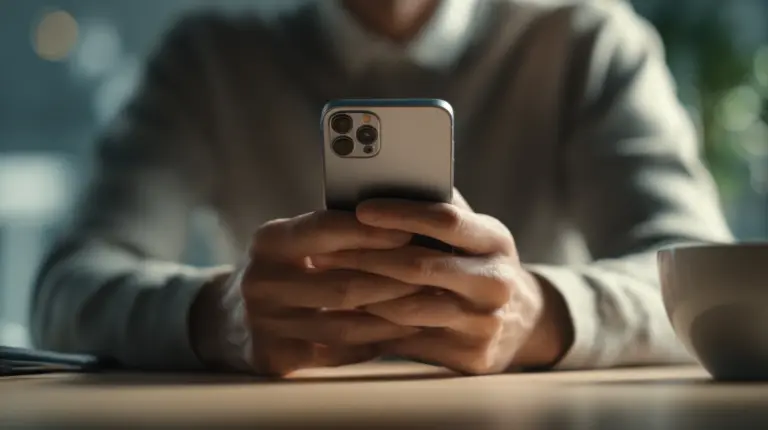Person holding a smartphone with both hands