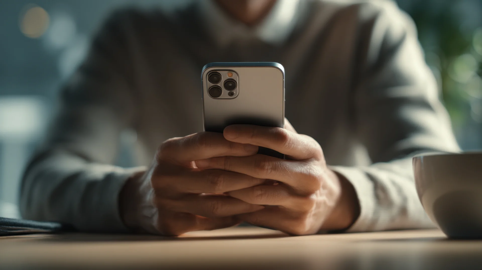 Person holding a smartphone with both hands