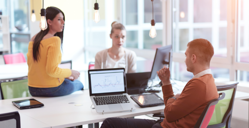 creative business people group as freelancers in modern coworki