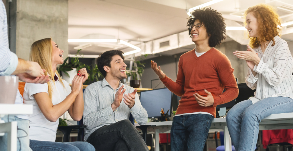 Creative team enjoying communication in modern office