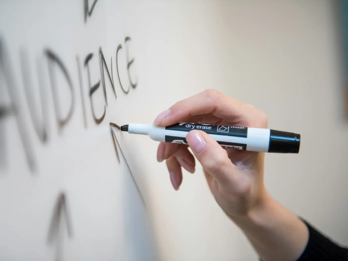 Hand writing the word Audience on a whiteboard